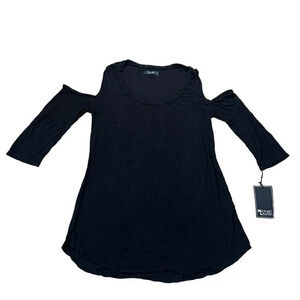 Michael Lauren For REVOLVE Black Open Cold Shoulder Top 3/4 Sleeve Size Medium